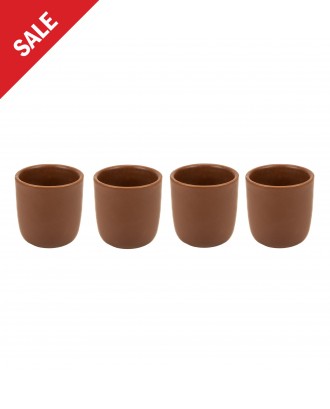 Set 4 cesti ceramica pentru espresso, 9 cm, Mira Brown - VILLACER